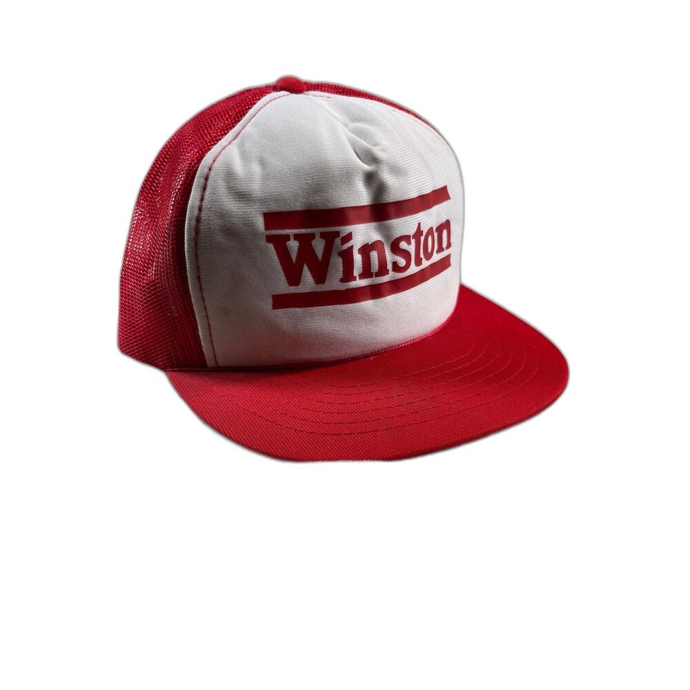 Vintage Winston trucker mesh baseball hat cap red SnapBack racing